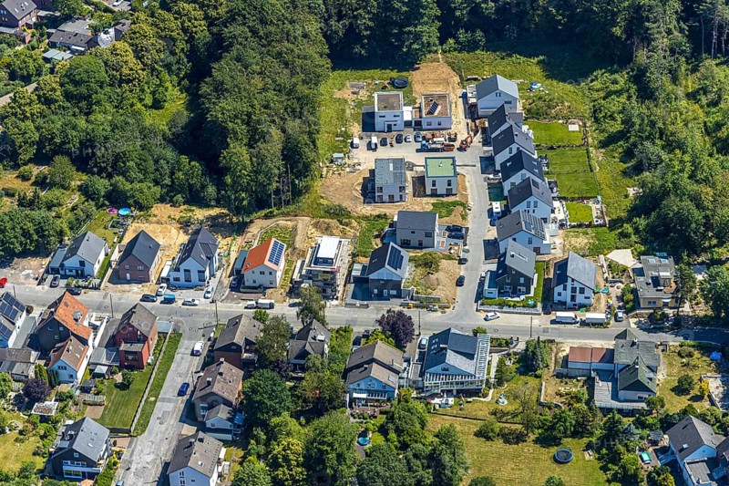 Aerial view, construction site, Waldstraße development area, Witten, Ennepe-Ruhr district, Ruhr area, North Rhine-Westphalia, Germany