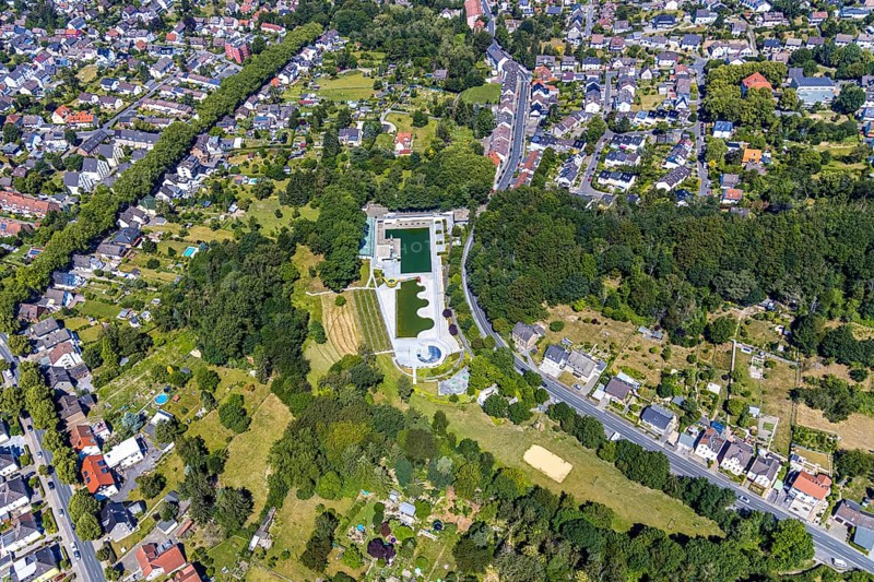 Aerial view, outdoor swimming pool Annen, Witten, Ennepe-Ruhr district, Ruhr area, North Rhine-Westphalia, Germany