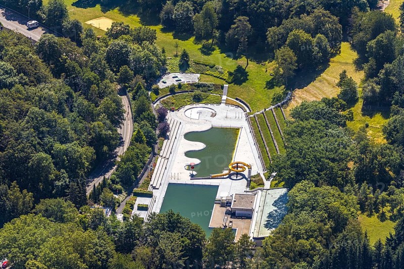 Aerial view, outdoor swimming pool Annen, Witten, Ennepe-Ruhr district, Ruhr area, North Rhine-Westphalia, Germany
