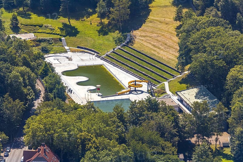 Aerial view, outdoor swimming pool Annen, Witten, Ennepe-Ruhr district, Ruhr area, North Rhine-Westphalia, Germany