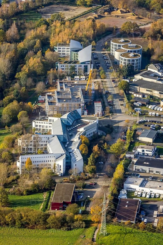 Aerial view, Witten/Herdecke University, new library building campus, Annen, Witten, Ruhr area, North Rhine-Westphalia, Germany