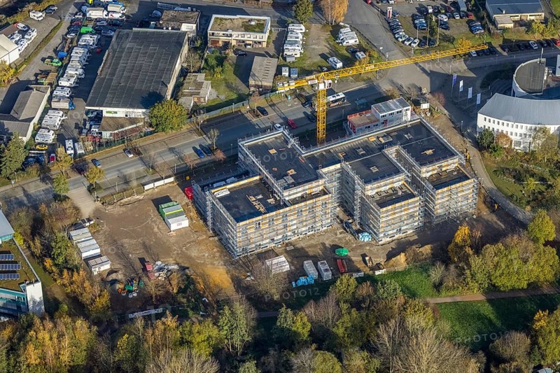 Aerial view, Witten/Herdecke University, new library building campus, Annen, Witten, Ruhr area, North Rhine-Westphalia, Germany