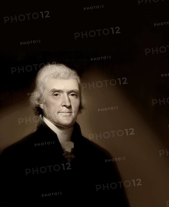 Portrait of Thomas Jefferson, 1743 - 1826, third president of the United States and principal author of the Declaration of Independence, digitally optimized based on a painting by Rembrandt Peale