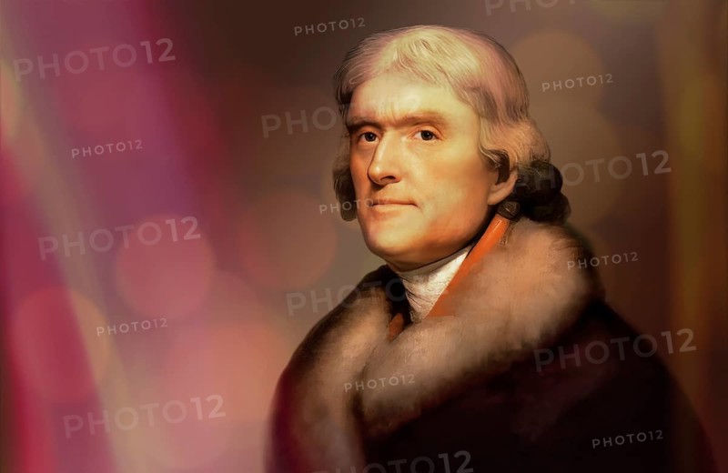 Portrait of Thomas Jefferson, 1743 - 1826, third president of the United States and principal author of the Declaration of Independence, digitally optimized based on a painting by Rembrandt Peale