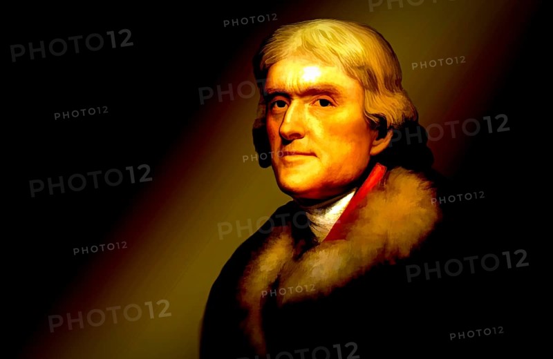 Portrait of Thomas Jefferson, 1743 - 1826, third president of the United States and principal author of the Declaration of Independence, digitally optimized based on a painting by Rembrandt Peale