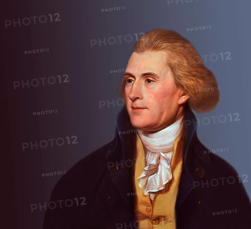 Portrait of Thomas Jefferson, 1743 - 1826, third president of the United States and principal author of the Declaration of Independence, digitally optimized based on a painting by Rembrandt Peale