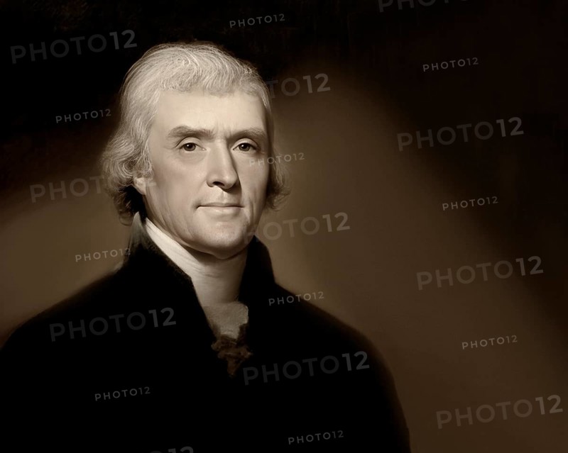 Portrait of Thomas Jefferson, 1743 - 1826, third president of the United States and principal author of the Declaration of Independence, digitally optimized based on a painting by Rembrandt Peale