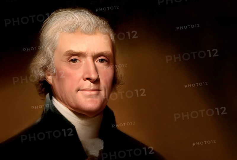 Portrait of Thomas Jefferson, 1743 - 1826, third president of the United States and principal author of the Declaration of Independence, digitally optimized based on a painting by Rembrandt Peale