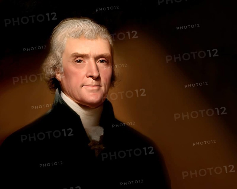 Portrait of Thomas Jefferson, 1743 - 1826, third president of the United States and principal author of the Declaration of Independence, digitally optimized based on a painting by Rembrandt Peale