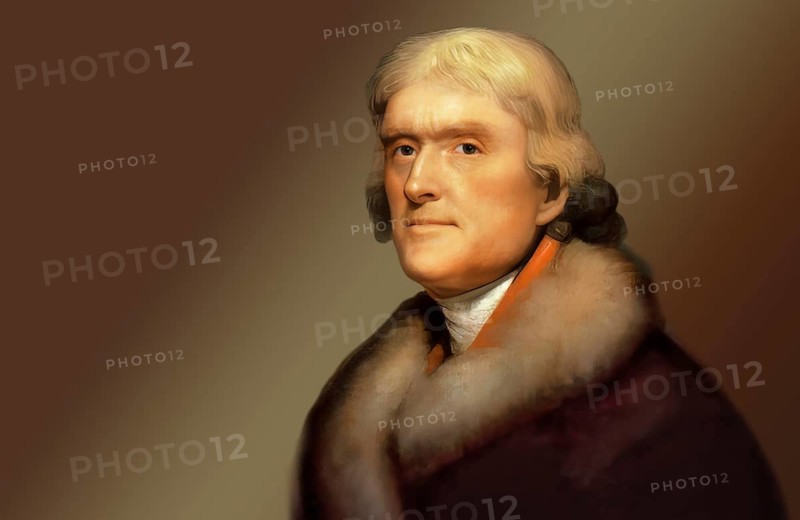 Portrait of Thomas Jefferson, 1743 - 1826, third president of the United States and principal author of the Declaration of Independence, digitally optimized based on a painting by Rembrandt Peale