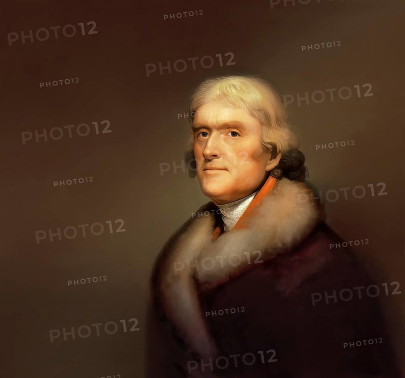 Portrait of Thomas Jefferson, 1743 - 1826, third president of the United States and principal author of the Declaration of Independence, digitally optimized based on a painting by Rembrandt Peale