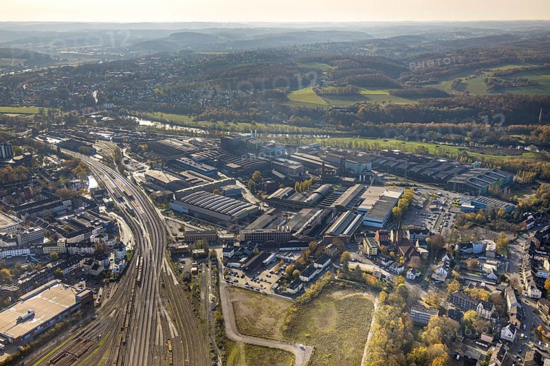 Aerial view, Drei Könige construction site, Deutsche Edelstahlwerke, Witten-Mitte, Witten, Ennepe-Ruhr district, Ruhr area, North Rhine-Westphalia, Germany