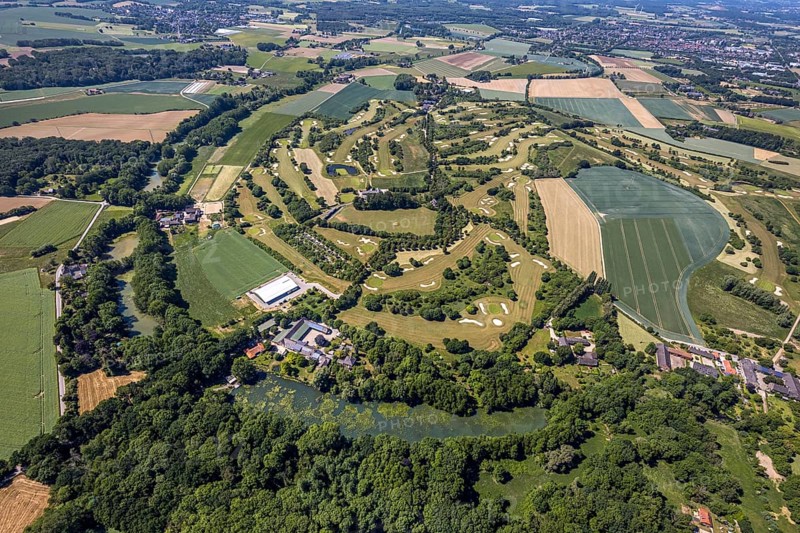 Aerial view, golf course, golf club Op de Niep, Neukirchen-Vluyn, Lower Rhine, North Rhine-Westphalia, Germany, DE, Europe, golf, golf course, golf club, golf course, golf course Nieper Kuhlen, aerial view, aerial photography, aerial photography, sports, overview, bird's-eye view, overview