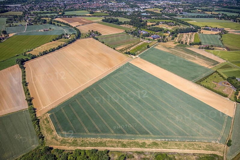 Aerial view, fields Plankendickskendel, Neukirchen-Vluyn, Lower Rhine, North Rhine-Westphalia, Germany, DE, Europe, aerial view, aerial photography, aerial photography, overview, bird's-eye view, meadows and fields, birds-eyes view, overview