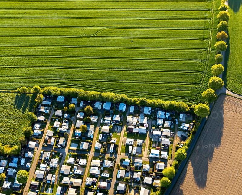 Aerial view, campsite Münster, Laerer Werseufer, Münster, Münsterland, North Rhine-Westphalia, Germany, camping, camping facility, camping buses, camper, camping site, DE, Europe, leisure, leisure facility, leisure activities, aerial photography, aerial photography, aerial photography, overview, bird's eye view, motorhome, caravan, birds-eyes view, camping, overview