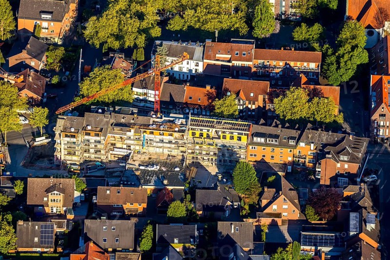 Aerial view, construction site new building Dorbaumstraße, Münster, Münsterland, North Rhine-Westphalia, Germany, construction work, construction area, construction site, building plots, construction project, construction site, DE, Europe, aerial view, aerial photography, aerial photography, overview, bird's-eye view, overview