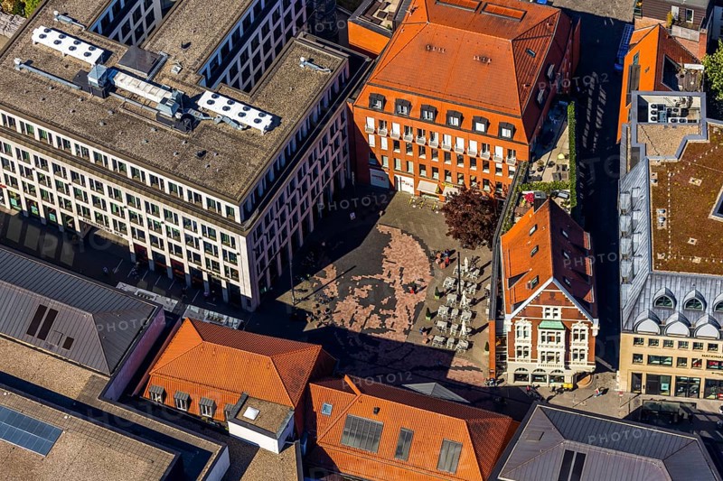 Aerial view, Picasso Square, Picasso portrait, Münster, Münsterland, North Rhine-Westphalia, Germany, Old Town, DE, Europe, graphics, culture, art, Königstraße, artist, aerial view, aerial photography, aerial photography, museum, overview, bird's eye view, birds-eyes view, overview, Spanish painter