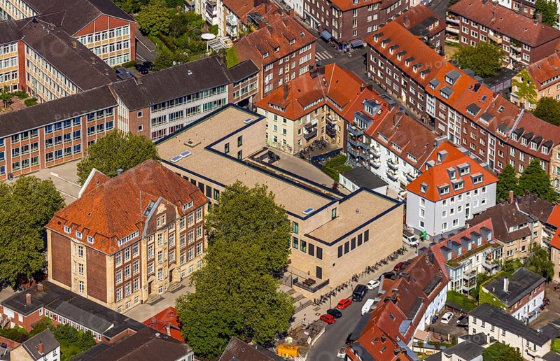 Aerial photo, Überwasserschule, Katthagen 7, Münster, Münsterland, North Rhine-Westphalia, Germany, education, educational institution, DE, Europe, teaching institute, aerial photography, aerial photography, aerial photography, school, overview, bird's-eye view, overview