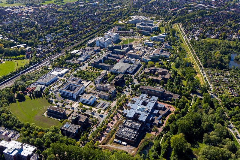 Aerial view, city centre district Zentrum-Nord, construction site residential quarters Anton-Bruchausen-Straße, district government Münster, Münster, Münsterland, North Rhine-Westphalia, Germany, DE, Europe, commercial buildings, property tax, real estate, aerial photograph, aerial photography, aerial photography, overview, administrative location, bird's-eye view, residential complex, living and working, living and life, residential area, residential buildings, residential quarter, housing estate, bird's-eye view, overview