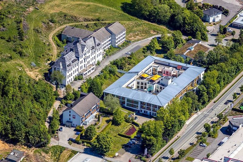 Aerial view, Caritas retirement home and nursing home St. Franziskus-Haus, Trockenbrück, Lennestadt, Sauerland, North Rhine-Westphalia, Germany, DE, Europe, aerial view, aerial photography, aerial photography, overview, bird's eye view, birds-eyes view, overview
