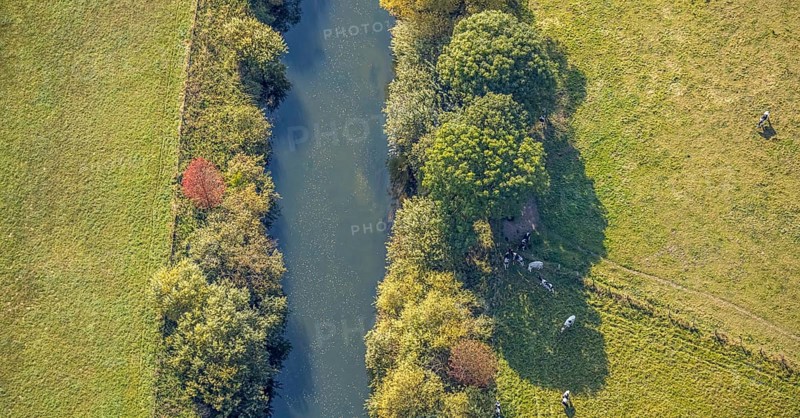 Aerial photograph, Lippe floodplains, River Lippe, Herzfeld, Lippetal, Soest district, North Rhine-Westphalia, Germany
