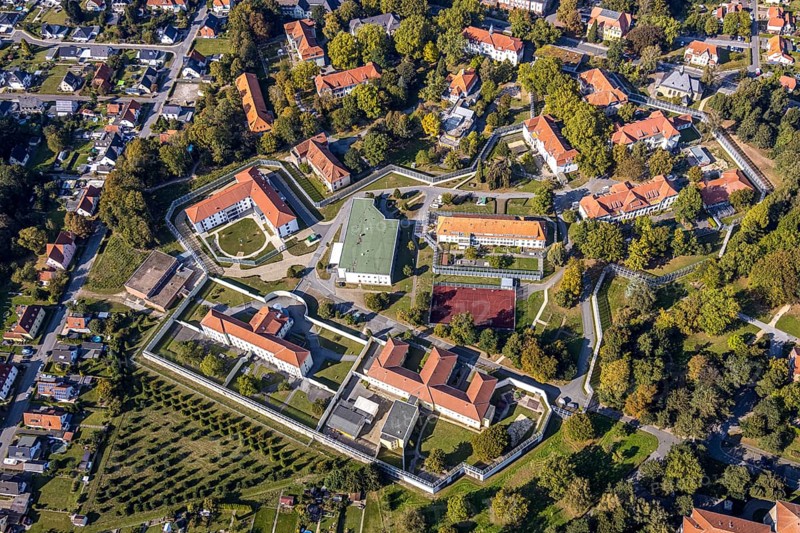 Aerial view, LWL Centre for Forensic Psychiatry Lippstadt, Eickelborn, Lippstadt, Soest district, North Rhine-Westphalia, Germany, Treatment of offenders due to mental illness, DE, Eickelbornstraße, Europe, Specialist clinic, Healthcare, Clinic, clinic grounds, Kreis-Soest-Buch, KreisSoestBuch, aerial view, aerial photography, aerial photography, forensic clinic, medical facility, medical help, overview, bird's-eye view, forensic clinic, overview, medical care
