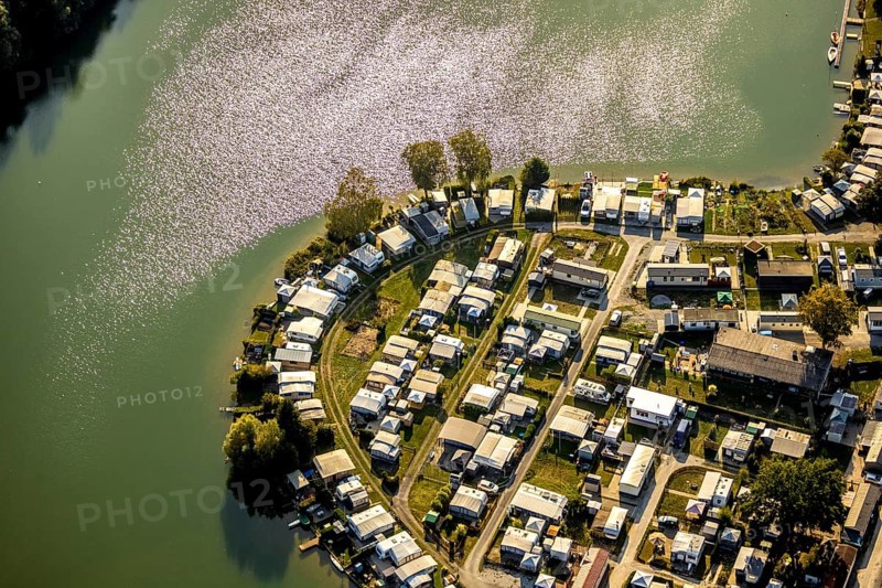 Aerial view, Camping Margaretensee, Lippstadt, Kreis Soest, North Rhine-Westphalia, Germany, camping, camping site, camping houses, camping mobile, camping site, DE, Europe, leisure, hobby, Kreis-Soest-Buch, KreisSoestBuch, aerial view, aerial photography, aerial photography, lake, overview, bird's-eye view, motorhome, caravan, birds-eyes view, overview