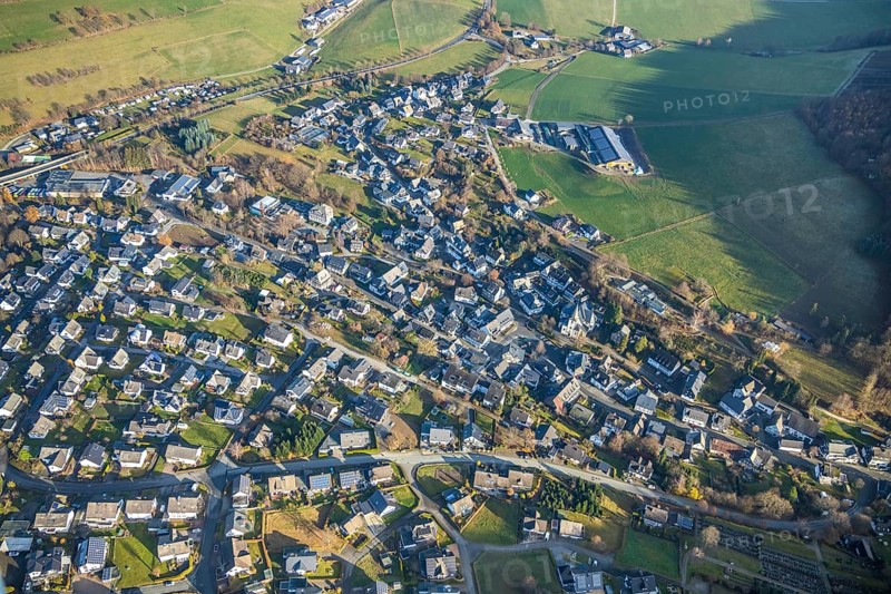 Aerial view, local view Bödefeld, Schmallenberg, Sauerland, North Rhine-Westphalia, Germany, DE, Europe, property tax, Hunaustraße, real estate, aerial view, aerial photography, aerial photography, local view, townscape, urban area, overview, bird's-eye view, residential complex, living and life, residential area, residential buildings, quality of life, birds-eyes view, overview