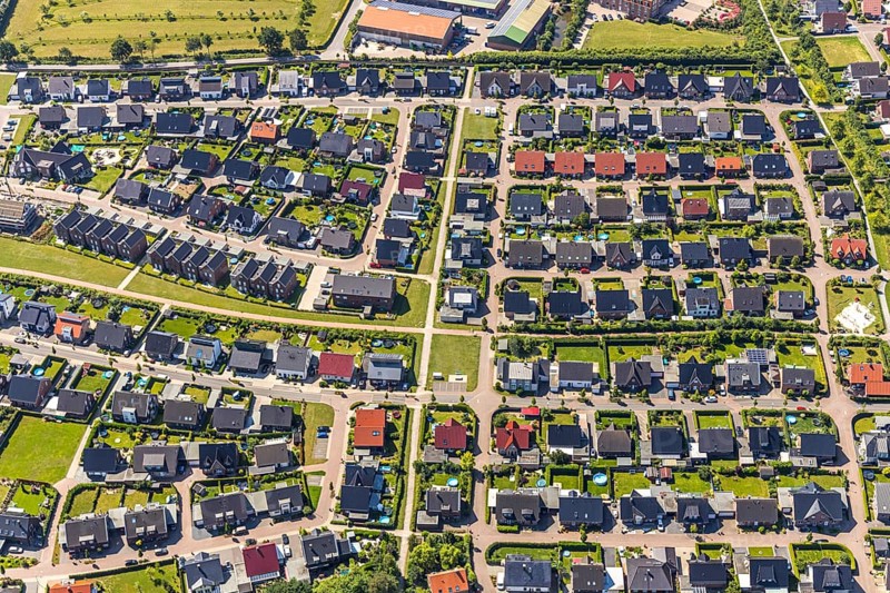 Aerial view, aerial view Senden, residential area at Rinnbach, Bachstraße, Beethovenstraße, Dortmund-Ems-Canal, Senden, Münsterland, North Rhine-Westphalia, Germany, DE, Europe, property tax, real estate, aerial view, aerial photography, aerial photography, town view, terraced houses, townscape, urban area, overview, bird's eye view, housing estate, housing and living, residential area, residential houses, quality of living, residential neighbourhood, housing estate, birds-eyes view, overview