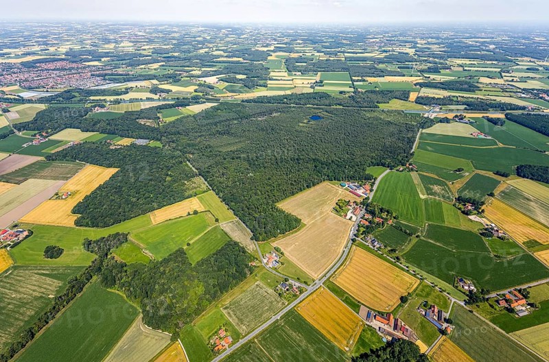 Aerial view, Venner Moor nature reserve, Dortmund-Ems canal, local view, Senden, Münsterland, North Rhine-Westphalia, Germany, DE, Europe, distant view, farmsteads, canal, LSG, landscape conservation area, agricultural fields, aerial view, aerial photography, aerial photography, NSG, nature reserve, nature conservation area, plots, lake, townscape, urban area, pond, overview, environmental protection, bird's eye view, forest area, meadows and fields, birds-eyes view, landw, overview