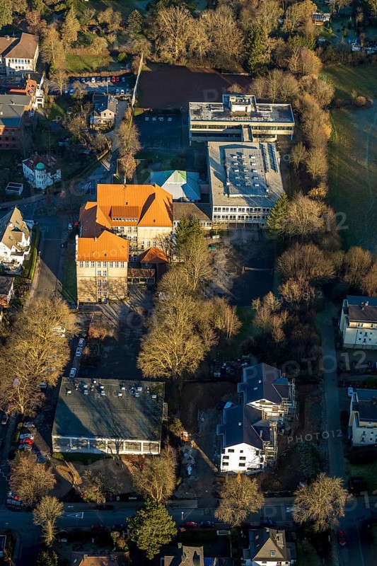 Aerial photo, Märkisches Gymnasium Schwelm, Präsidentenstraße, Schwelm, Ruhr area, North Rhine-Westphalia, Germany, education, educational institution, DE, Europe, grammar school, teaching institute, aerial photo, aerial photography, aerial photography, school, overview, bird's eye view, birds-eyes view, overview