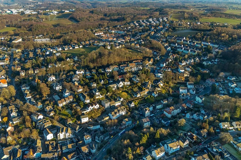 Aerial view, city centre view, old town, residential area, Schwelm, Ruhr area, North Rhine-Westphalia, Germany, DE, Europe, property tax, hilly landscape, real estate, Kölner Straße, aerial view, aerial photography, aerial photography, overview, bird's eye view, forest area, Windmühlenstraße, living and life, residential buildings, quality of life, birds-eyes view, overview