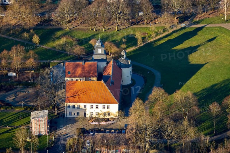 Aerial view, Schloss Martfeld, Schwelm, Ruhr area, North Rhine-Westphalia, Germany, castle, DE, Europe, Haus Martfeld, aerial photograph, aerial photography, aerial photography, museum, castle, castle grounds, castle park, sight, overview, bird's eye view, moat, moated castle, moated castle, birds-eyes view, former manor, overview