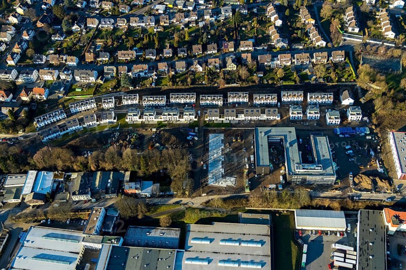 Aerial view, new building of the district administration for job centre EN and foreigners office, construction site Hundhausen, Rheinische Straße, Schwelm, Ruhr area, North Rhine-Westphalia, Germany, authority, DE, Europe, aerial view, aerial photography, aerial photography, city administration, overview, administration building, bird's eye view, bird's eye view, overview