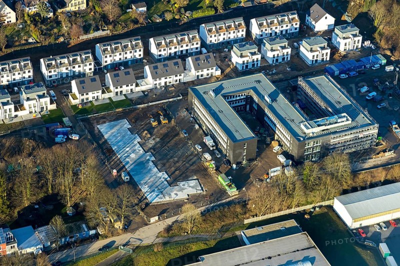 Aerial view, new building of the district administration for job centre EN and foreigners office, construction site Hundhausen, Rheinische Straße, Schwelm, Ruhr area, North Rhine-Westphalia, Germany, authority, DE, Europe, aerial view, aerial photography, aerial photography, city administration, overview, administration building, bird's eye view, bird's eye view, overview