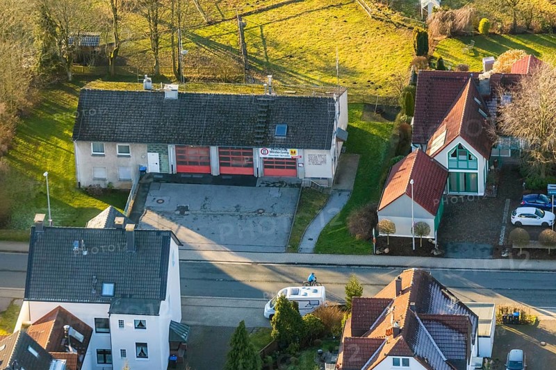 Aerial photo, Volunteer Fire Brigade Schwelm - Winterberg Fire Brigade, Schwelm, Ruhr area, North Rhine-Westphalia, Germany, Beyenburger Straße, fire fighters, fire protection, fire watch, DE, Europe, fire station, fire brigade, fire brigade, aerial photography, aerial photography, overview, bird's-eye view, overview