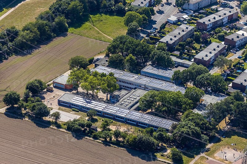 Aerial photo, KiTa Kindergarten Bauklötzchen, Eick, Mörs, Ruhr area, North Rhine-Westphalia, Germany, DE, Europe, birds-eyes, view, aerial photography, aerial photography, overview, bird's eye view, childcare, education, day care centre, day nursery, pedagogy