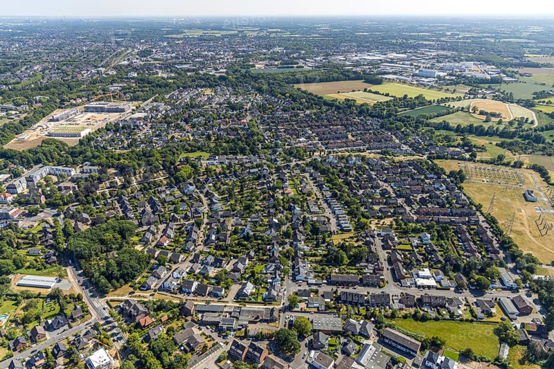 Aerial view, overview Utfort, Mörs, Ruhr area, North Rhine-Westphalia, Germany, DE, Europe, birds-eyes, view, aerial photography, aerial photography, aerial photography, overview, bird's eye view