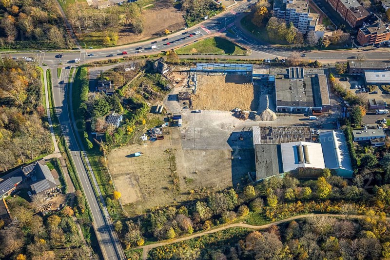 Aerial view, development Am Fünderich, intersection Rheinberger Straße Rheurdter Straße, Mörs, Ruhr area, North Rhine-Westphalia, Germany, construction, construction area, building site, building plots, construction project, DE, Europe, aerial view, aerial photography, aerial photography, overview, bird's-eye view, overview