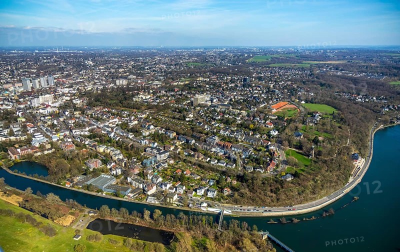 Aerial photo, overview Mühlheim, centre-east, Holthausen, Mülheim an der Ruhr, Ruhr area, North Rhine-Westphalia, Germany, Mülheim, an, der, Ruhr, DE, Europe, birds-eyes, view, aerial photograph, aerial photography, aerial photography, overview, bird's eye view