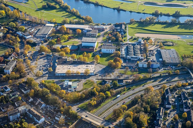 Aerial view, industrial estate Moritzstraße, Steinkampstraße, Styrum - Süd, Mülheim an der Ruhr, Ruhr area, North Rhine-Westphalia, Germany, DE, Europe, aerial photography, aerial photography, aerial photography, diving and salvage company Barthel, overview, bird's eye view, birds-eyes view, overview, ¡¶¢