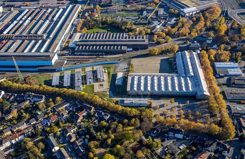Aerial photography, HSPV North Rhine-Westphalia, North Rhine-Westphalia College of Police and Public Administration, Styrum, Mülheim an der Ruhr, Ruhr area, North Rhine-Westphalia, Germany, education, DE, Europe, commercial area, college, aerial photography, aerial photography, aerial photography, police, police station, study, overview, bird's-eye view, overview