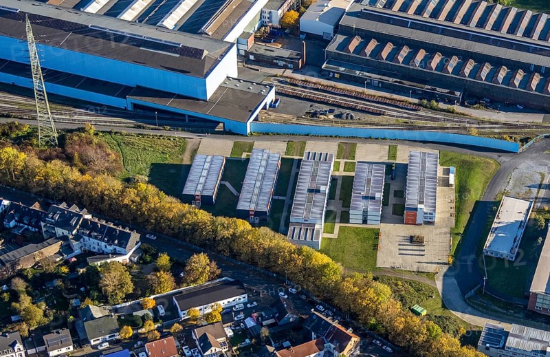 Aerial photography, HSPV North Rhine-Westphalia, North Rhine-Westphalia College of Police and Public Administration, Styrum, Mülheim an der Ruhr, Ruhr area, North Rhine-Westphalia, Germany, education, DE, Europe, commercial area, college, aerial photography, aerial photography, aerial photography, police, police station, study, overview, bird's-eye view, overview