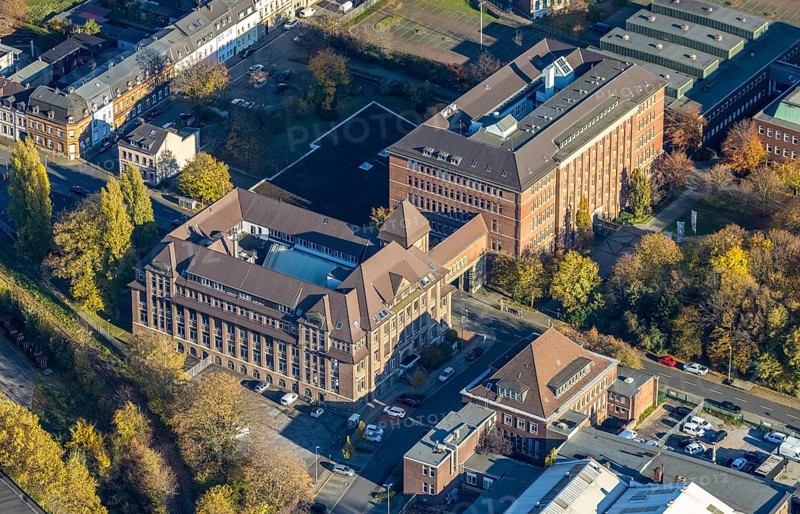 Aerial view, Haus der Wirtschaft Wiesenstraße, Altstadt II, Mülheim an der Ruhr, Ruhr area, North Rhine-Westphalia, Germany, DE, Europe, commercial enterprises, commercial area, commercial park, commercial location, commercial use, industrial area, industrial building, industrial location, LOGISTIK-HAUS, aerial view, aerial photography, aerial photography, Mülheim & Business, overview, bird's eye view, birds-eyes view, overview
