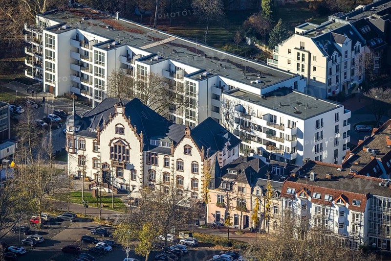 Aerial photograph, district stand house, Mörs, Ruhr area, North Rhine-Westphalia, Germany, authority, DE, Europe, grammar school, fort, fort site, aerial photograph, aerial photography, aerial photography, overview, bird's-eye view, overview