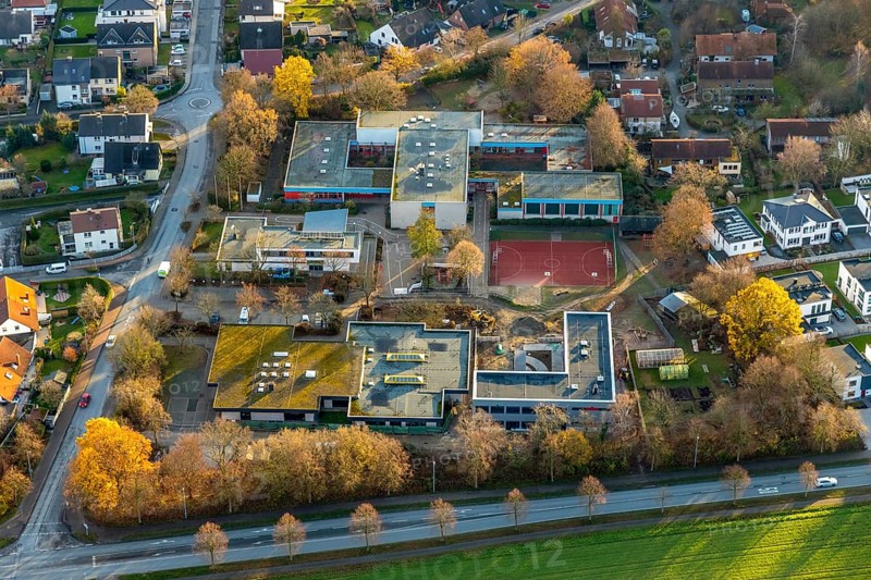 Aerial view, Bodelschwinghschule, construction site extension Jacob-Grimm-Schule, Vor dem Schültingertor, Soest, Soester Börde, North Rhine-Westphalia, Germany, education, educational institution, DE, Europe, educational institute, aerial view, aerial photography, aerial photography, school, overview, bird's-eye view, overview