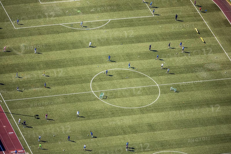 Aerial photo, Baumhofstadion, training games, Niedersprockhövel, Sprockhövel, Ruhr area, North Rhine-Westphalia, Germany, Corona measures, DE, Ennepe-Ruhr-Kreis, Europe, football pitch, football stadium, aerial photography, aerial photography, aerial photography, sports, sports facilities, sports field, sports facility, training sessions, training grounds, overview, bird's eye view, bird's eye view, overview