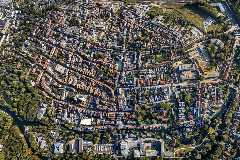 Aerial view, Old Town overview, Evangelical Great St Mary's Church, Rathausstraße, Jakobikirche, Lange Straße, River Lippe, Lippstadt, Soest district, North Rhine-Westphalia, Germany, Old Town view, Old Town ring road, Place of worship, Education, Educational institution, Cappeltor, City, DE, Damenstift Lippstadt, Monument protection, Dreifaltigkeits-Hospital gem. GmbH Lippstadt, Europe, Europaschule Ostendorf-Gymnasium, healthcare, religious community, place of worship, property tax, green trees, grammar school, holy site, hospital, Im Stift, real estate, city centre, canoe route Burgstraße, church, parish, Kleine Marienkirche, clinic, clinic centre, denomination, hospital, Kreis-Soest-Buch, KreisSoestBuch, culture, art, educational institute, aerial view, aerial photography, aerial photography, medical facility, medical aid, emergency service, town hall, town hall square, religion, religious site, ruin, play, school, city view, Lippstadt municipal theatre, town centre, St. Marien, Ab...