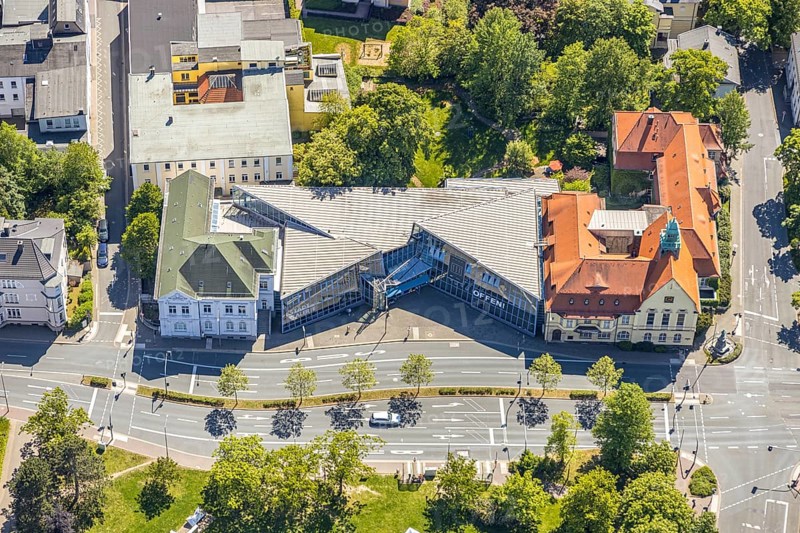 Aerial photograph, history museum, Städt. Gallery, Lüdenscheid, Märkischer Kreis, Sauerland, North Rhine-Westphalia, Germany, DE, Europe, local history museum, culture, art, aerial photograph, aerial photography, aerial photography, museum, Sauerfelder Straße, overview, event location, event venue, event centre, bird's-eye view, birds-eyes view, cultural use, overview