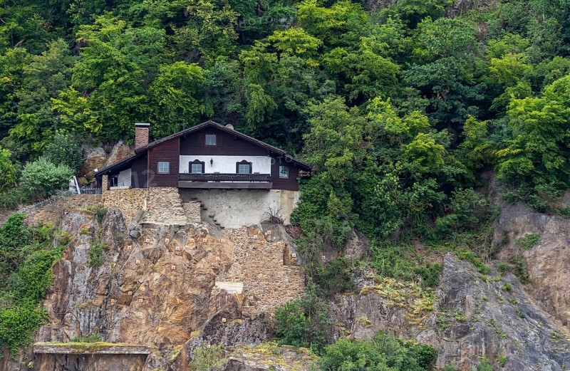 House at a rock face near Passau in Germany
